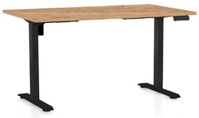 OfficeTech B állítható magasságú asztal, 120 x 80 cm, fekete alap, craft tölgy