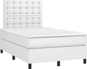 vidaXL fehér műbőr rugós ágy matraccal 120x190 cm