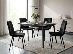 Fekete bársonyszék LAVA ONYX fekete lábakkal