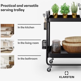 Klarstein Chibi, tálalókocsi, 2 polc, fém, kosarak, kampók, mobil