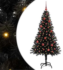 Karácsonyfa 150 LED-del állvánnyal Fekete 150 cm PVC