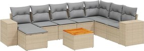 vidaXL 9 részes bézs polyrattan kerti ülőgarnitúra párnákkal