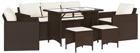 6 részes barna polyrattan kerti ülőgarnitúra párnával