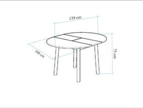 Széthúzható étkezőasztal Duvasa 5 (tölgy + fekete) (4 személy számára). 1093745