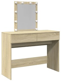 sonoma tölgy színű fésülködőasztal LED-del 100 x 40 x 130 cm
