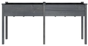 szürke tömör fenyőfa kerti ültetőláda béléssel 161x45x76 cm