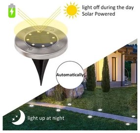 Napelemes kerti LED lámpák - 8 LED - hideg fehér - 4 db