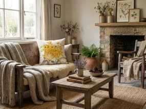 Lenvászon párnahuzat VELOBLOOM 45x45 cm, krémszínű