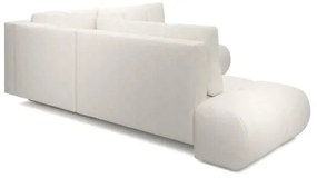 ALMADA balos L-alakú, kárpitozott, kihúzható sarokkanapé tárolóval, bézs