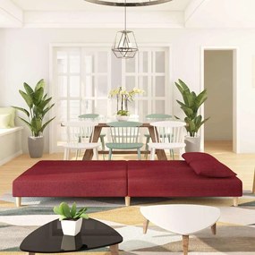 vidaXL kétszemélyes bordó szövet kanapéágy két párnával