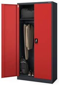 Zárható takarítószekrény DAWID 900 x 1850 x 450 mm, antracit-piros