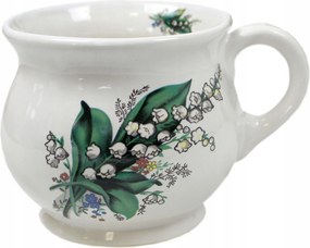 0,35 l-es kerámia bögre gyöngyvirág motívummal díszítve