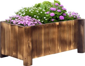Outsunny Fa Virágláda Kerti Virágágyás Téglalap Alakú Növény Cserép 4 Lábbal Városi Zöldségkert Zöldségek és Virágok Növesztésére Teraszon Erkélyen 70