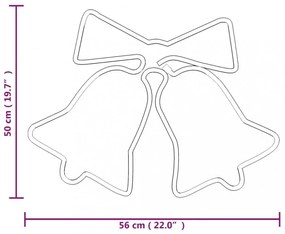 2 db karácsonyi harangok gyertya 72 LED-del 50x56 cm