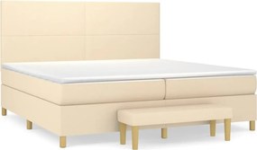 vidaXL krémszínű szövet rugós ágy matraccal 200 x 200 cm