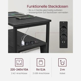 Éjjeliszekrény elosztóval és USB porttal, kis asztal 2 fiókkal, antracitszürke