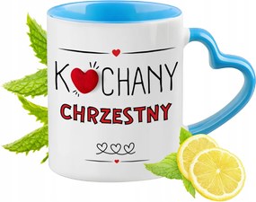 Keresztelőre Kék Bögre Szív Alakú Füllel Ajándék