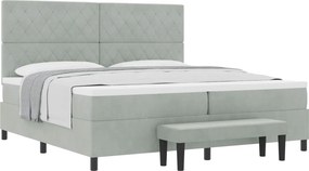 vidaXL Boxrugós ágy matracmal Világosszürke 200 x 200 cm Bársony