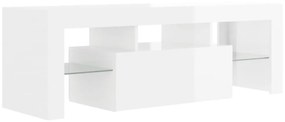 magasfényű fehér TV-szekrény LED-lámpákkal 120 x 35 x 40 cm