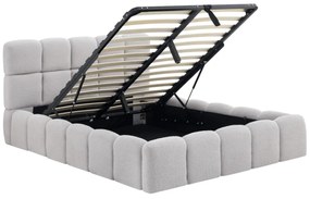 Szürke Bouclé Franciaágy Ágyneműtartóval. 140x200 MURACJA