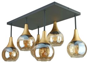 Felületre szerelhető csillár  SOMA 6xE27/60W/230V fekete/arany/füstös bézs