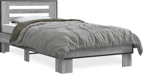 vidaXL sonoma tölgyszínű szerelt fa és fém ágykeret 75 x 190 cm