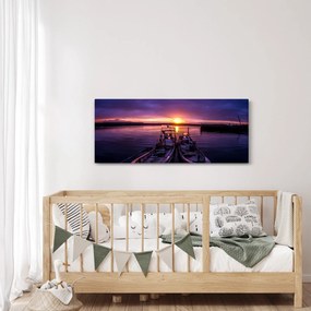 Egy halászhajók képe egy kikötőben (120x50 cm)
