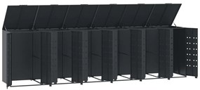 antracit acél kerekes tároló 6 szemeteskukához 414x79x117 cm