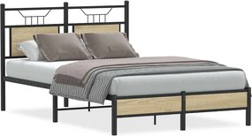 vidaXL sonoma tölgy színű szerelt fa ágykeret matrac nélkül 120x190 cm