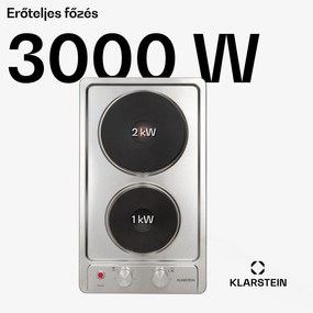 Klarstein Appetito Domino, elektromos főzőlap, 3000 W, 2 főzőlap, 6 teljesítményfokozat, rozsdamentes acél