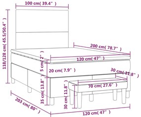 sötétkék bársony rugós ágy matraccal 120 x 200 cm