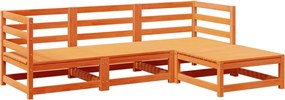 vidaXL 4 részes viaszbarna tömör fenyőfa kerti kanapészett