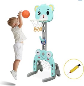 3 az 1-ben állítható magasságú kosárlabda palánk gyűrűdobálóval, kék