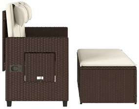 barna polyrattan dönthető kerti pad párnával