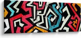 Grafikus absztrakciós kép (órával) (90x30 cm)