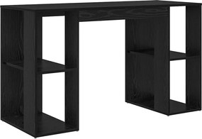 vidaXL Asztal polcokkal Fekete tölgy 130 x 50.5 x 75 cm Faanyag