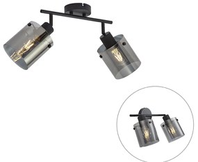 Design mennyezeti spotlámpa fekete füstüveggel 2-lámpás - Domo