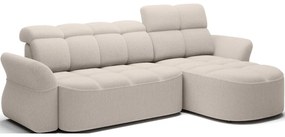 Bézs buklé kinyitható-tárolóhelyes sarokkanapé (jobb oldali-heverő résszel) Beneth – ELTAP