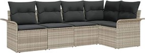 vidaXL Kerti Kanapé Szett párnával 5 pcs polirattan