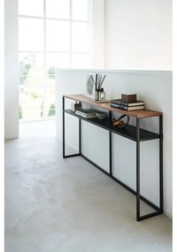 Fekete-sötétbarna konzolasztal kőrisfa dekorral 20,5x126 cm Tower – YAMAZAKI