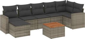 vidaXL 8 részes szürke polyrattan kerti ülőgarnitúra párnákkal