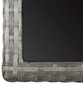 antracitszürke polyrattan és üveglapos kerti asztal 110x53x72cm