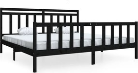 vidaXL fekete tömör fa ágykeret 200 x 200 cm