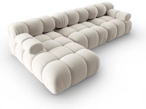 Bézs bársony moduláris sarokkanapé (bal oldali) Bellis – Micadoni