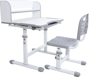 Növekvő íróasztal és szék, szürke/fehér, set ZION