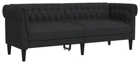 fekete 3 személyes szövet Chesterfield kanapé