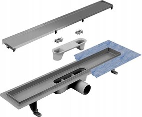 Lineáris lefolyó Besco Virgo Basic Duo 60 cm Csiszolt króm 56l/min 2in1