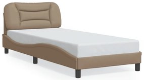 cappuccino színű műbőr ágykeret LED-világítással 90 x 200 cm