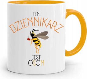 Sárga Bögre Ajándék Riporter Újságírónak fényképes nyomtatással