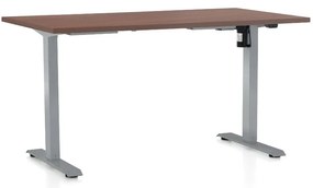 Állítható magasságú asztal OfficeTech A, 140 x 80 cm, szürke alap, dió